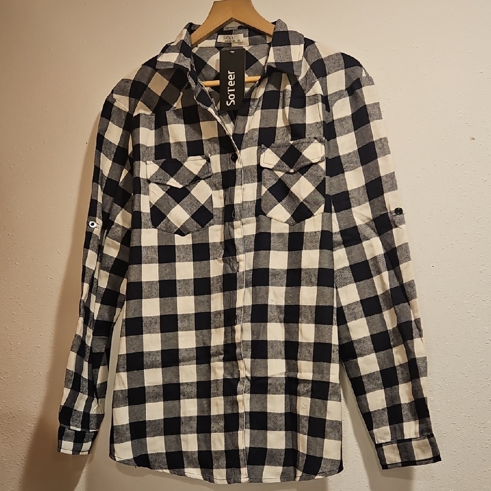 NWT SoTeer Checkered Button-Up Long Sleeve Flannel Shirt Sz. XXL